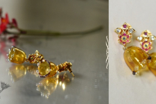 Kusumaprabha . कुसुमांप्रभा ✤ Designer Glass Earring - Yellow Jhumka