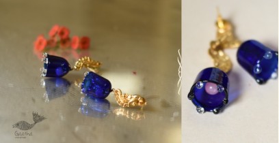 Kusumaprabha . कुसुमांप्रभा ✤ Glass Earring - Blue Peacock 