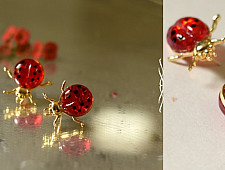 Kusumaprabha . कुसुमांप्रभा ✤ Glass Earring - Ladybug