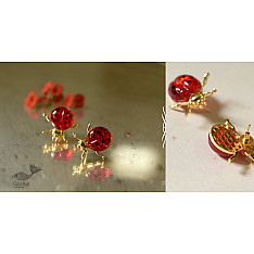 Kusumaprabha . कुसुमांप्रभा ✤ Glass Earring - Ladybug