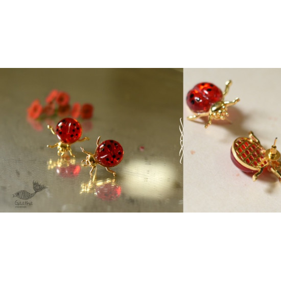 online designer Handmade glass earring ladybug