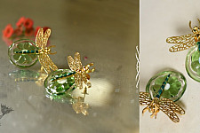 Kusumaprabha . कुसुमांप्रभा ✤ Handmade Glass Earring - Dragonfly Bug