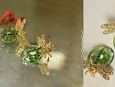 Kusumaprabha . कुसुमांप्रभा ✤ Handmade Glass Earring - Dragonfly Bug