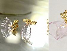 Kusumaprabha . कुसुमांप्रभा ✤ Handmade Glass Earring - Pink Gold