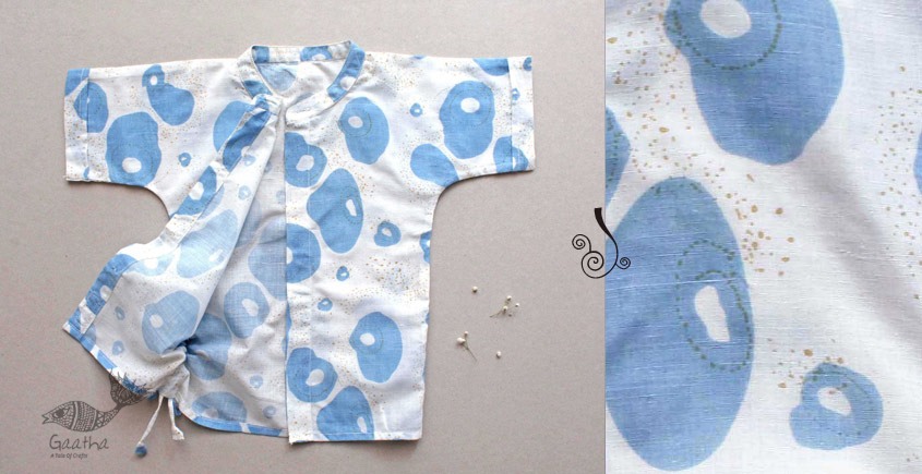 Infant Organic Cotton Garment ★ Flutter Blobs Drawstring Shirt ★ 17