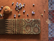 Ethereal skies  ❁ Ajrakh Print Double Bedsheet ❁ with Booster Covers - D