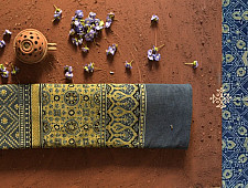 Ethereal skies  ❁ Ajrakh Print Double Bedsheet ❁ with Booster Covers - K