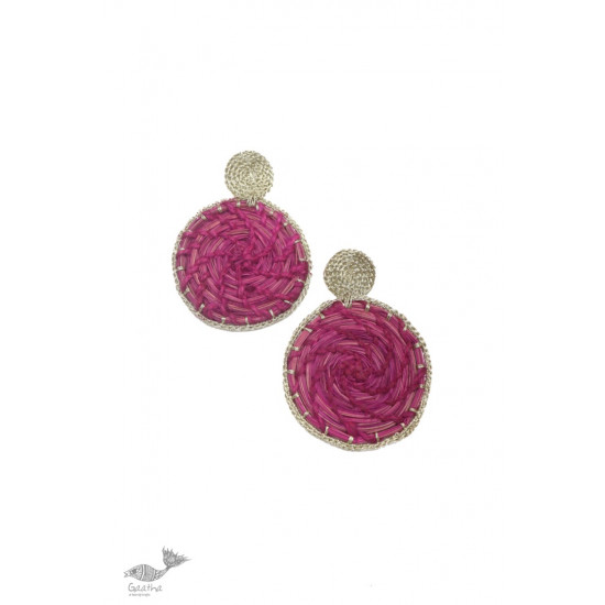 shop online handmade Pink Sabai Grass Zari Earring