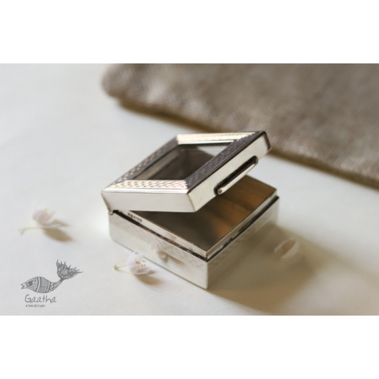 रजत ❧ | Silver Square box - Small - Transparent Top | 6