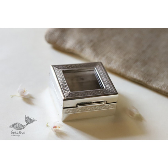 रजत ❧ | Silver Square box - Small - Transparent Top | 6