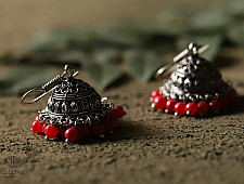 धरा ✽ Antique Finish White Metal ✽ Earring { 5 }