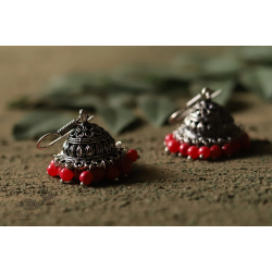 धरा ✽ Antique Finish White Metal ✽ Earring { 5 }