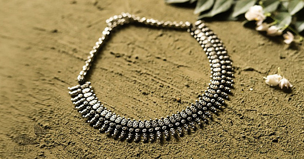 Buy Handcrafted Antique Finish White Metal Necklace| Indian craft