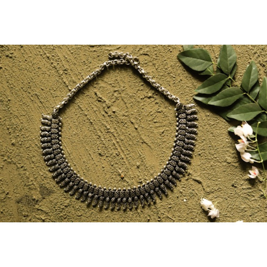 धरा ✽ Antique Finish White Metal ✽ Necklace { 33 }