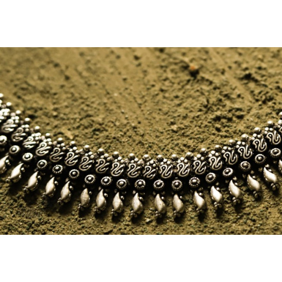 धरा ✽ Antique Finish White Metal ✽ Necklace { 35 }