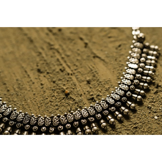 धरा ✽ Antique Finish White Metal ✽ Necklace { 36 }