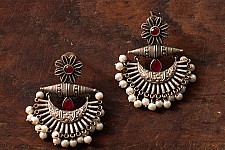 Ishana . इशाना | German Silver Earring - Two Color Options Red / Blue