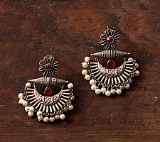 Ishana . इशाना | German Silver Earring - Two Color Options Red / Blue