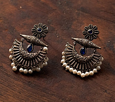 Ishana . इशाना | German Silver Earring - Two Color Options Red / Blue
