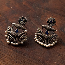 Ishana . इशाना | German Silver Earring - Two Color Options Red / Blue