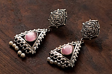 Ishana . इशाना | German Silver Earring - Pink