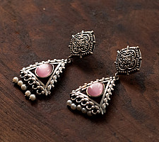 Ishana . इशाना | German Silver Earring - Pink