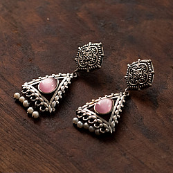 Ishana . इशाना | German Silver Earring - Pink