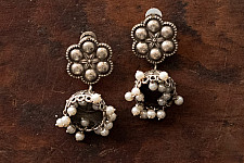 Ishana . इशाना | German Silver Earring - Pearl Jhumka