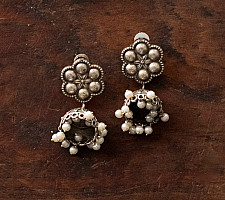 Ishana . इशाना | German Silver Earring - Pearl Jhumka