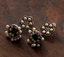Ishana . इशाना | German Silver Earring - Pearl Jhumka