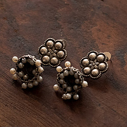 Ishana . इशाना | German Silver Earring - Pearl Jhumka
