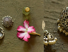 Dhara . धरा | White Metal - Jhumka Earring