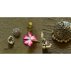 Dhara . धरा | White Metal - Jhumka Earring