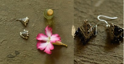 Dhara . धरा | White Metal - Small Jhumka Earring ( Two Color Options )