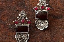 Ishana . इशाना | German Silver Earring - Red