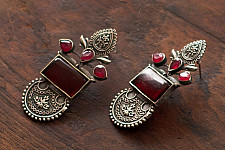 Ishana . इशाना | German Silver Earring - Red
