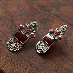 Ishana . इशाना | German Silver Earring - Red