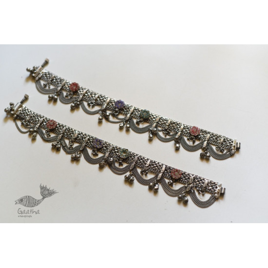 shop Antique Finish - White Metal Payal (Pair)