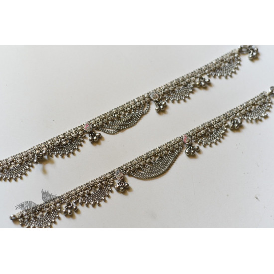 shop Antique Finish - White Metal Anklet (Pair) 