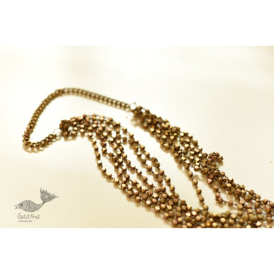 shop Tribal / Vintage Jewelry - Brass Chandra Haar / Bor Mala / Long Necklace