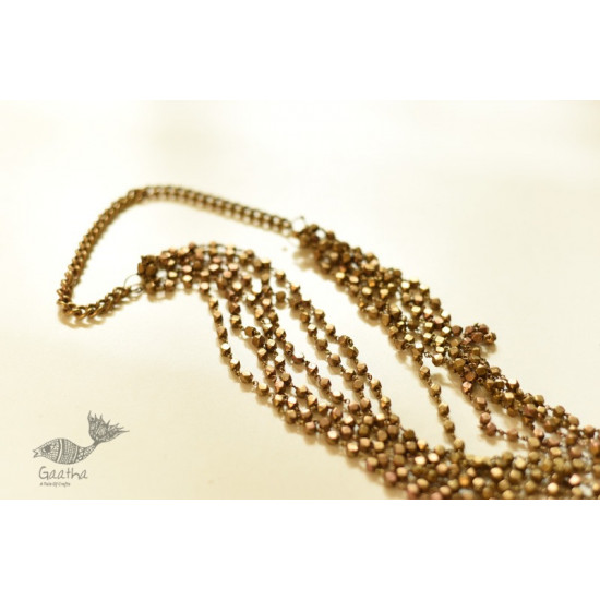 shop Tribal / Vintage Jewelry - Brass Chandra Haar / Bor Mala / Long Necklace