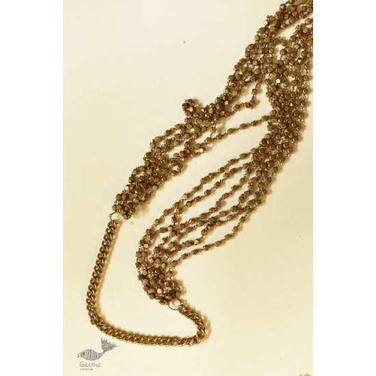 shop Tribal / Vintage Jewelry - Brass Chandra Haar / Bor Mala / Long Necklace