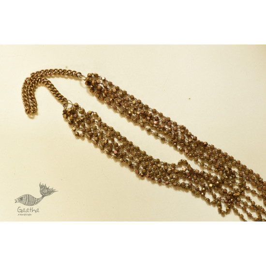 shop Tribal / Vintage Jewelry - Brass Chandra Haar / Bor Mala / Long Necklace