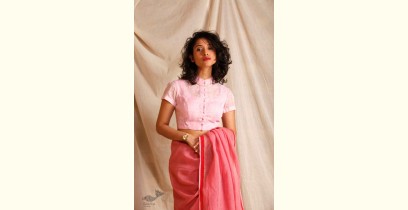 Ameya ⚉ Block Printed ⚉ Designer Cotton Pink Caladium Blouse