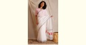 white - kota silk hand block printed saree