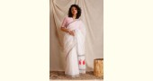 white - kota silk hand block printed saree