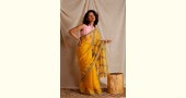 Yellow kota silk hand block printed saree