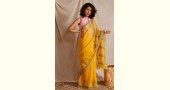 Yellow kota silk hand block printed saree