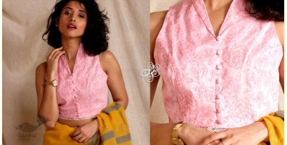 Ameya ⚉ Block Printed ⚉ Designer Cotton Pink Rose Blouse