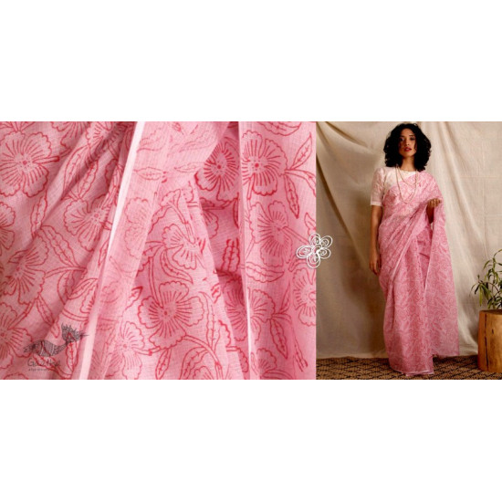 kota silk hand block printed saree